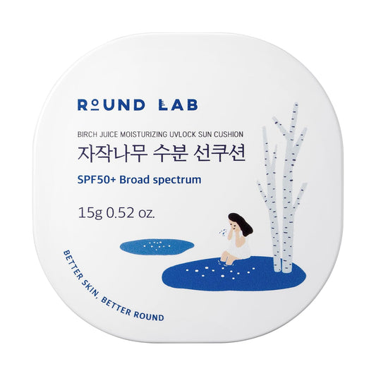 Birch Juice Moisturizing UV Lock Sun Cushion SPF 50+, 0.52 Oz | Broad Spectrum Protection for All Skin Types, Makeup-Friendly, Portable with Cooling Effect, No White Cast, Korean Sunscreen