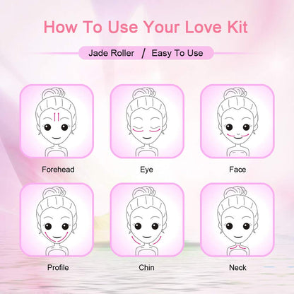 Jade & Rose Quartz Facial Roller Set